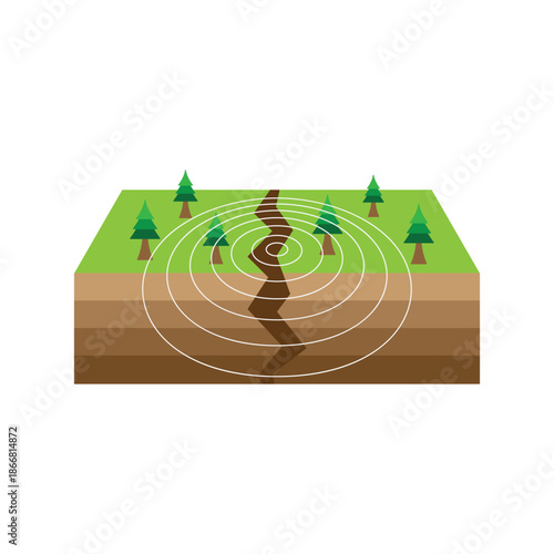 illustration of earthquake and seismic activity