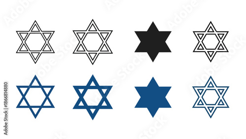 Collection of star of david symbols - SVG and PNG icons - Vector Icons and Stickers - PNG, SVG, EPS - Glyph and solid icon set - Icon vector - Flat Design Icon - line icon set