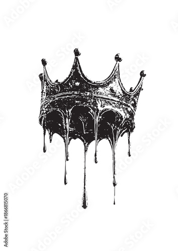 Melting crown symbolizes fading power and modern royalty