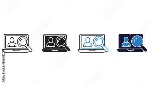 Laptop screen with magnifying glass - SVG and PNG icons - Vector Icons and Stickers - PNG, SVG, EPS - Glyph and solid icon set - Icon vector - Flat Design Icon - line icon set