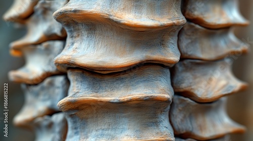 Close-up of vertebrae, showing detail of bone structure