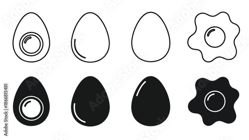Diverse egg shapes and forms - SVG and PNG icons - Vector Icons and Stickers - PNG, SVG, EPS - Glyph and solid icon set - Icon vector - Flat Design Icon - line icon set