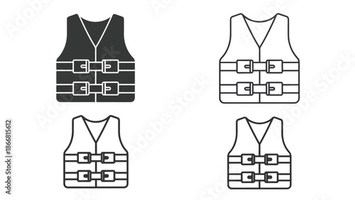Set of four safety vests - SVG and PNG icons - Vector Icons and Stickers - PNG, SVG, EPS - Glyph and solid icon set - Icon vector - Flat Design Icon - line icon set