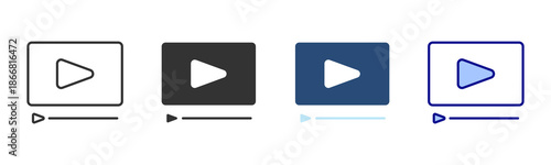 Video Content Icon Set. Designed In Multi Style