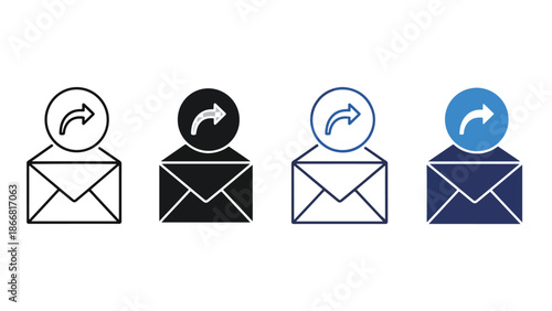 Email icons with reply symbols - SVG and PNG icons - Vector Icons and Stickers - PNG, SVG, EPS - Glyph and solid icon set - Icon vector - Flat Design Icon - line icon set