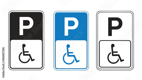 Parking signs for handicap accessibility - SVG and PNG icons - Vector Icons and Stickers - PNG, SVG, EPS - Glyph and solid icon set - Icon vector - Flat Design Icon - line icon set