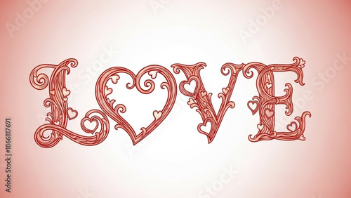 A beautiful vector graphic illustration of the word LOVE with a heart design