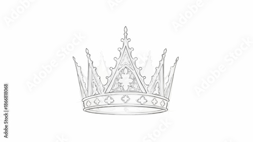 Ornate Royal Crown Illustration on White Background.