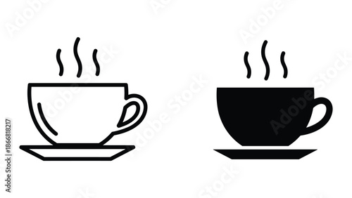 Hot beverage in cup and saucer illustration