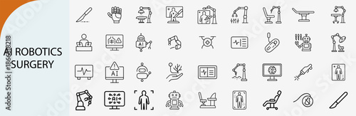 ai robotics surgery medical technology icons, futuristic healthcare vector set