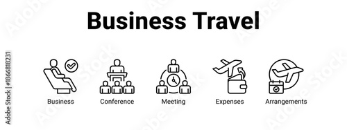 Business Travel web banner icon vector illustration concept for  with icon of Business, Conference.