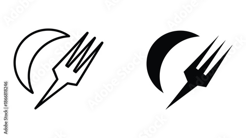 Fork and moon emblem design