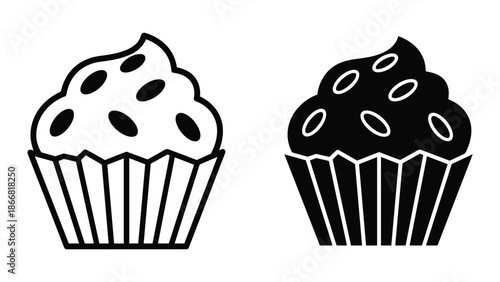 Cupcake illustration with chocolate chip