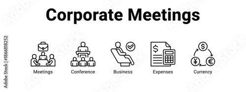 Corporate Meetings web banner icon vector illustration concept for  with icon of Meetings, Conference.