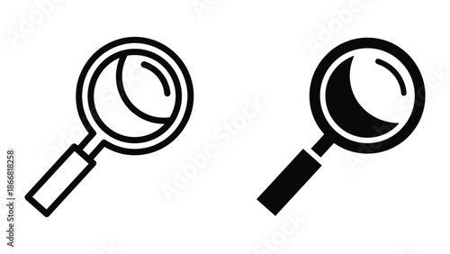 Magnifying glass icon set for search and investigation