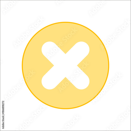 Yellow circle with white cross or x mark for cancel delete or error action