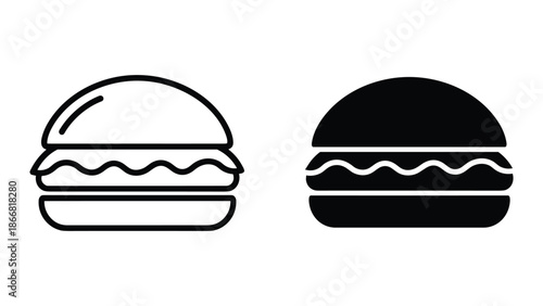 Simple black and white hamburger icon set