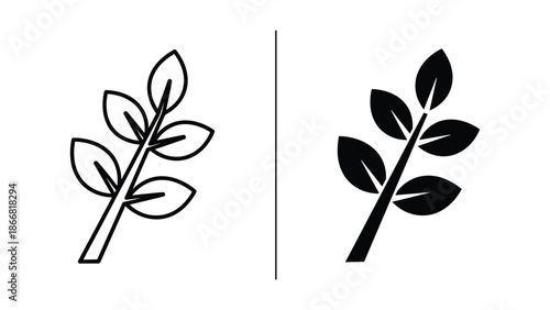 Simple black and white leaf illustration