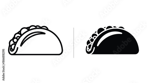 Taco icon in outline and solid style