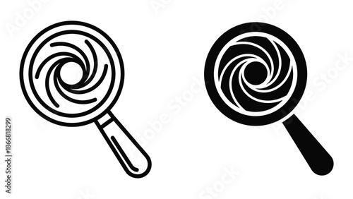 Candy lollipop icon set in black and white