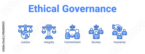 Ethical Governance web banner icon vector illustration concept for  with icon of Justice, Integrity.
