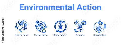 Environmental Action web banner icon vector illustration concept for  with icon of Environment, Conservation.
