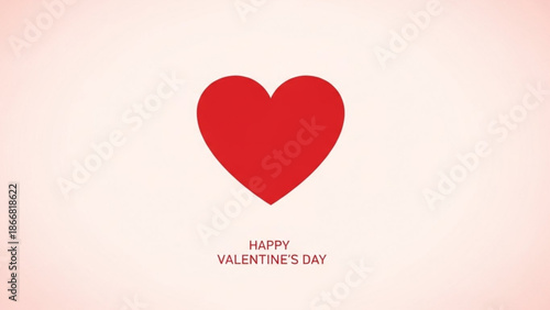 A minimalist vector graphic of a red heart with a Valentine's Day message