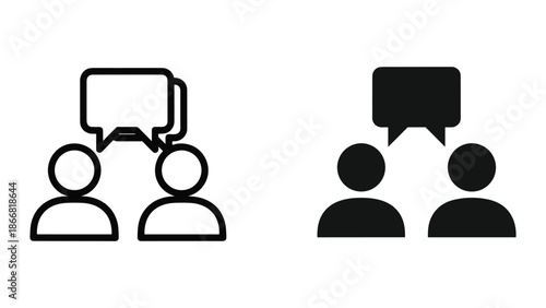 People discussing with speech bubbles