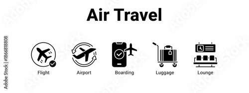 Air Travel web banner icon vector illustration concept for  with icon of Flight, Airport.