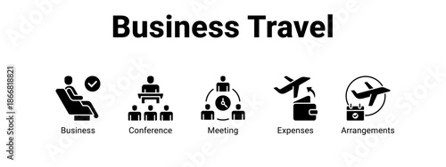 Business Travel web banner icon vector illustration concept for  with icon of Business, Conference.