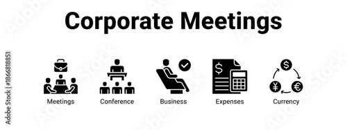 Corporate Meetings web banner icon vector illustration concept for  with icon of Meetings, Conference.