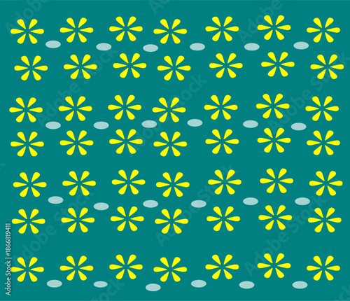 Dark Blue Floral Batik Motif, Traditional Indonesian Textile Design