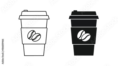 Two coffee cups with coffee beans - SVG and PNG icons - Vector Icons and Stickers - PNG, SVG, EPS - Glyph and solid icon set - Icon vector - Flat Design Icon - line icon set