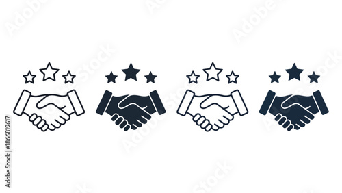 Handshakes with stars - SVG and PNG icons - Vector Icons and Stickers - PNG, SVG, EPS - Glyph and solid icon set - Icon vector - Flat Design Icon - line icon set