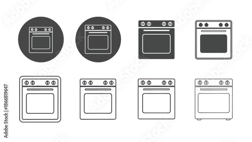 Collection of modern kitchen ovens - SVG and PNG icons - Vector Icons and Stickers - PNG, SVG, EPS - Glyph and solid icon set - Icon vector - Flat Design Icon - line icon set