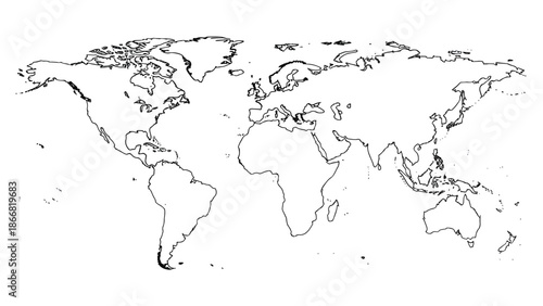 Black and white world map - SVG and PNG icons - Vector Icons and Stickers - PNG, SVG, EPS - Glyph and solid icon set - Icon vector - Flat Design Icon - line icon set