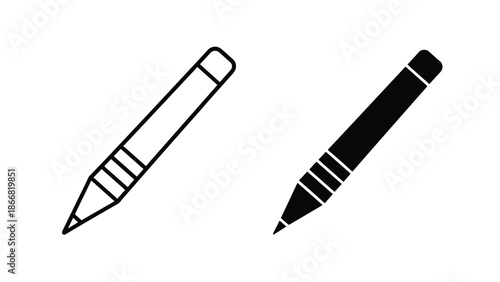 Two simple pencils - SVG and PNG icons - Vector Icons and Stickers - PNG, SVG, EPS - Glyph and solid icon set - Icon vector - Flat Design Icon - line icon set