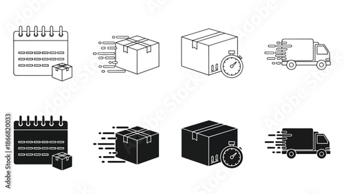 Logistics and supply chain management - SVG and PNG icons - Vector Icons and Stickers - PNG, SVG, EPS - Glyph and solid icon set - Icon vector - Flat Design Icon - line icon set