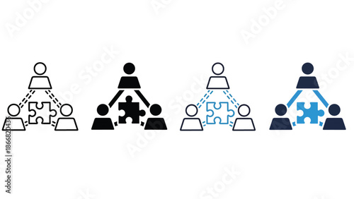 Team collaboration puzzle - SVG and PNG icons - Vector Icons and Stickers - PNG, SVG, EPS - Glyph and solid icon set - Icon vector - Flat Design Icon - line icon set