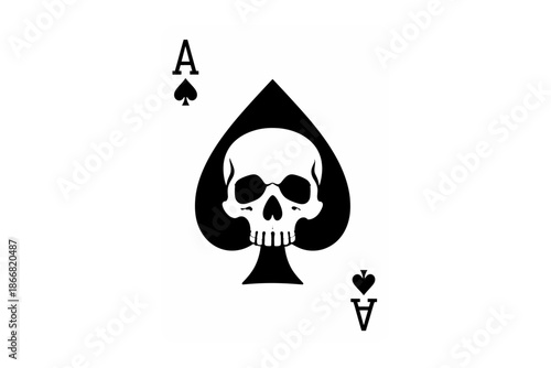 Ace of Spades Playing Card with Skull Design