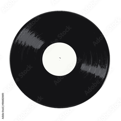 Black vinyl record with blank white label