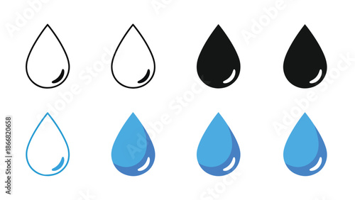 Collection of water droplets in various colors and shapes - SVG and PNG icons - Vector Icons and Stickers - PNG, SVG, EPS - Glyph and solid icon set - Icon vector - Flat Design Icon - line icon set