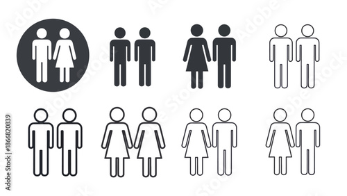 Illustrations of different gender combinations - SVG and PNG icons - Vector Icons and Stickers - PNG, SVG, EPS - Glyph and solid icon set - Icon vector - Flat Design Icon - line icon set