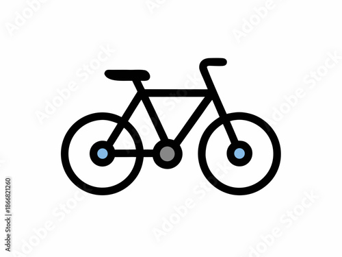 Simple line drawing of a bicycle with two wheels and a saddle
