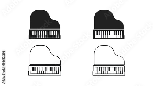 Simplified piano silhouettes - SVG and PNG icons - Vector Icons and Stickers - PNG, SVG, EPS - Glyph and solid icon set - Icon vector - Flat Design Icon - line icon set