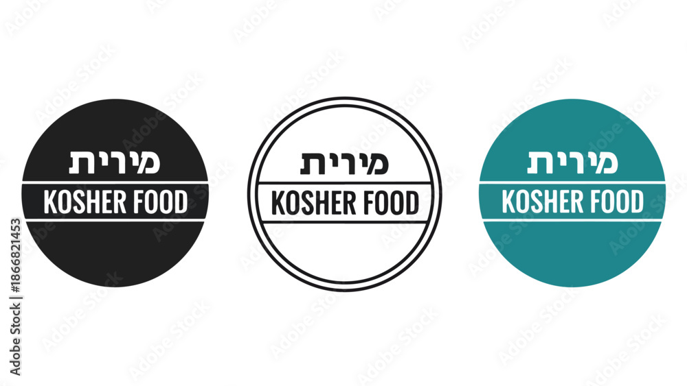 Obraz premium Kosher food certifications in various designs - SVG and PNG icons - Vector Icons and Stickers - PNG, SVG, EPS - Glyph and solid icon set - Icon vector - Flat Design Icon - line icon set