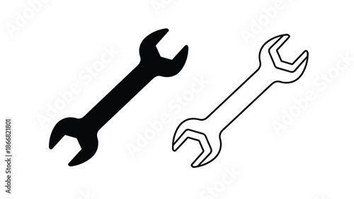 Two wrenches side by side - SVG and PNG icons - Vector Icons and Stickers - PNG, SVG, EPS - Glyph and solid icon set - Icon vector - Flat Design Icon - line icon set