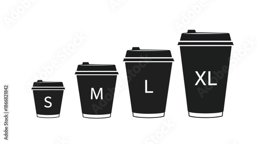 Coffee cup sizes - SVG and PNG icons - Vector Icons and Stickers - PNG, SVG, EPS - Glyph and solid icon set - Icon vector - Flat Design Icon - line icon set