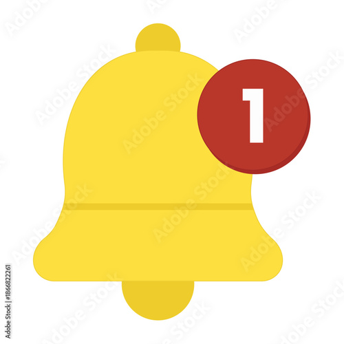 Yellow bell icon with a red circle badge showing the number one for new alerts or messages