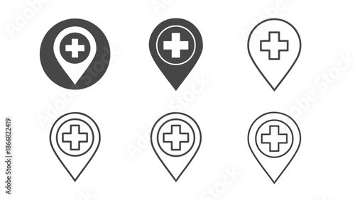 Medical location icons collection - SVG and PNG icons - Vector Icons and Stickers - PNG, SVG, EPS - Glyph and solid icon set - Icon vector - Flat Design Icon - line icon set